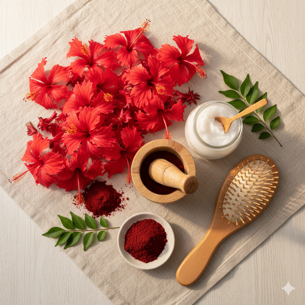 7 Ways to Use Hibiscus for Healthy Hair: A Complete Ayurvedic Guide